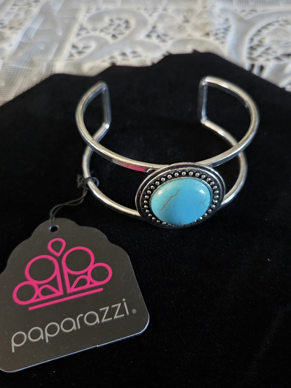 Paparazzi Turquoise Silver-Tone Double Cuff Bracelet NWT